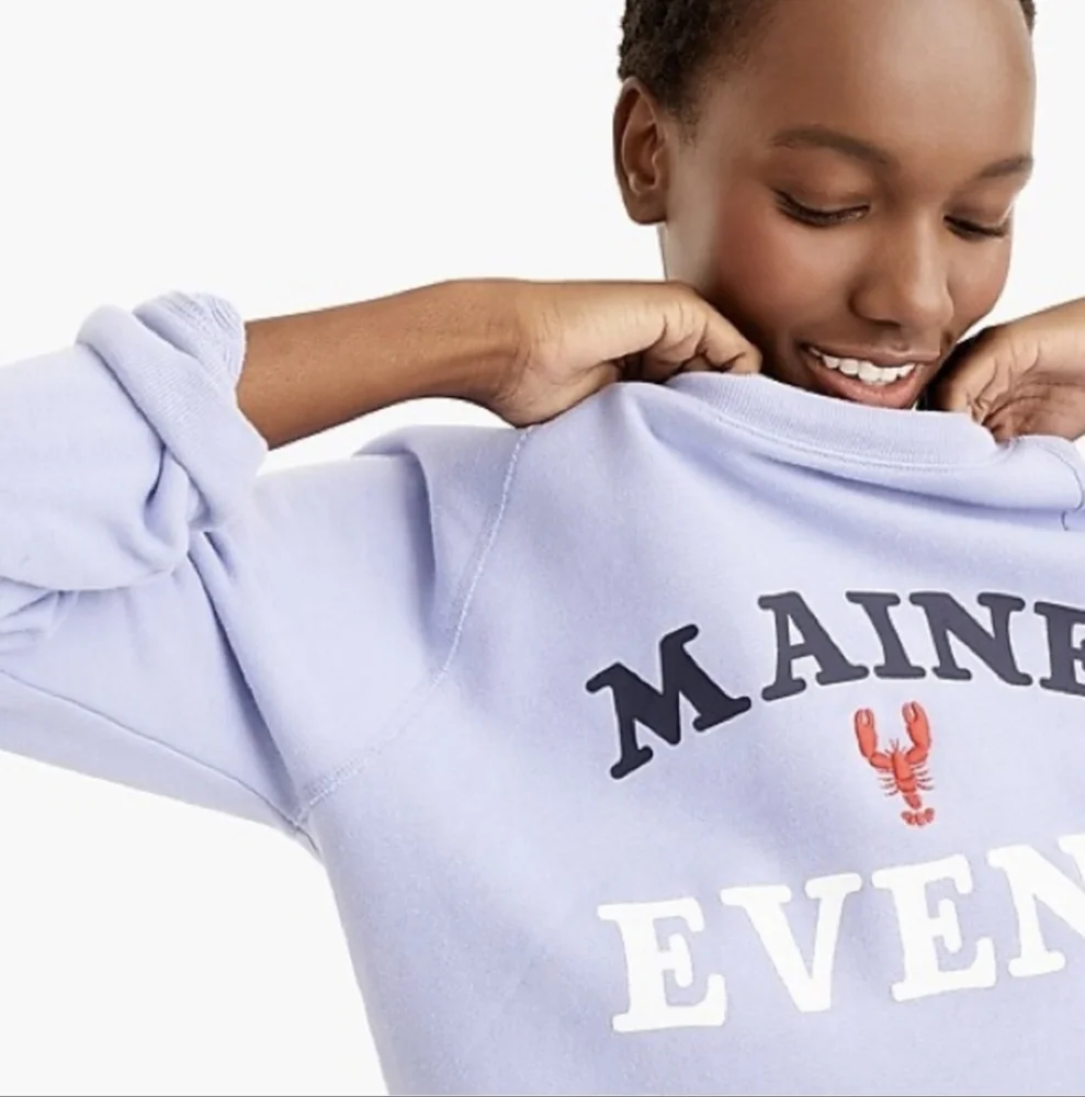 J.CREW Maine Event Sweatshirt S Periwinkle Blue + Red Lobster Pullover